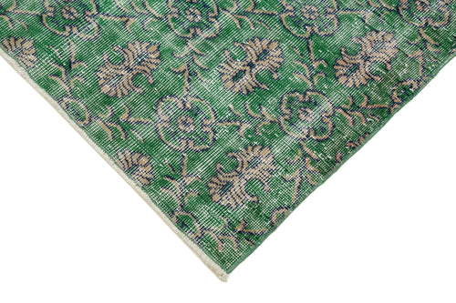 Overdyed Vintage Yeşil Eskitme Pamuk Yün El Dokuma Halısı 90x312 Agacan
