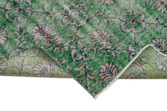 Overdyed Vintage Yeşil Eskitme Pamuk Yün El Dokuma Halısı 90x312 Agacan