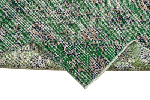 Overdyed Vintage Yeşil Eskitme Pamuk Yün El Dokuma Halısı 90x312 Agacan