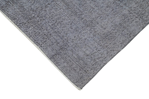 Overdyed Vintage Gri Eskitme Pamuk Yün El Dokuma Halısı 92x367 Agacan