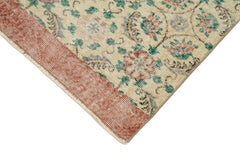 Overdyed Vintage Bej Eskitme Pamuk Yün El Dokuma Halısı 91x318 Agacan