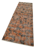 Overdyed Vintage Turuncu Eskitme Pamuk Yün El Dokuma Halısı 81x287 Agacan