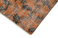 Overdyed Vintage Turuncu Eskitme Pamuk Yün El Dokuma Halısı 81x287 Agacan
