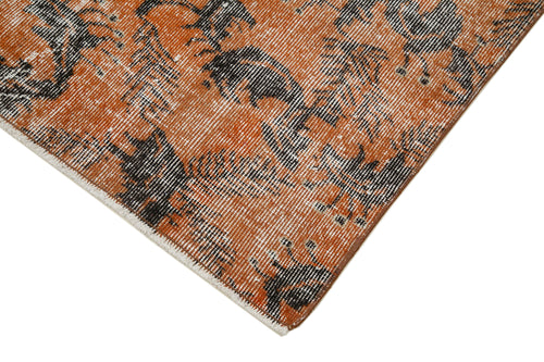 Overdyed Vintage Turuncu Eskitme Pamuk Yün El Dokuma Halısı 81x287 Agacan