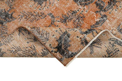 Overdyed Vintage Turuncu Eskitme Pamuk Yün El Dokuma Halısı 81x287 Agacan