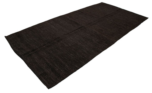 Striped Kilim Kahverengi Çizgili Keçi Tüyü El Dokuma Halısı 162x330 Agacan