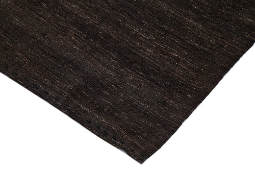 Striped Kilim Kahverengi Çizgili Keçi Tüyü El Dokuma Halısı 162x330 Agacan
