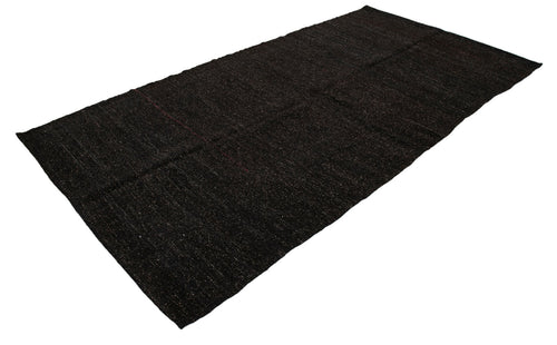 Striped Kilim Kahverengi Çizgili Keçi Tüyü El Dokuma Halısı 157x323 Agacan