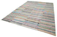 Kırk Yama Bej Patchwork Pamuk Yün El Dokuma Halısı 277x392 Agacan
