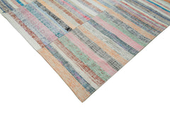 Kırk Yama Bej Patchwork Pamuk Yün El Dokuma Halısı 277x392 Agacan