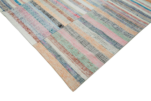 Kırk Yama Bej Patchwork Pamuk Yün El Dokuma Halısı 277x392 Agacan