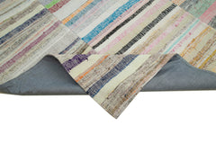 Kırk Yama Bej Patchwork Pamuk Yün El Dokuma Halısı 277x392 Agacan