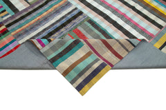 Kırk Yama Gri Patchwork Pamuk Yün El Dokuma Halısı 357x457 Agacan