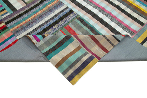 Kırk Yama Gri Patchwork Pamuk Yün El Dokuma Halısı 357x457 Agacan