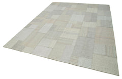 Kırk Yama Bej Patchwork Pamuk Yün El Dokuma Halısı 316x408 Agacan