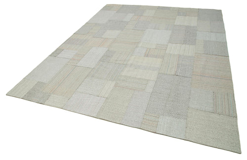 Kırk Yama Bej Patchwork Pamuk Yün El Dokuma Halısı 316x408 Agacan