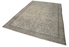 Overdyed Vintage Gri Eskitme Pamuk Yün El Dokuma Halısı 212x316 Agacan