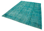 Overdyed Vintage Turkuaz Eskitme Pamuk Yün El Dokuma Halısı 215x307 Agacan