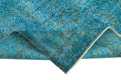 Overdyed Vintage Turkuaz Eskitme Pamuk Yün El Dokuma Halısı 158x261 Agacan
