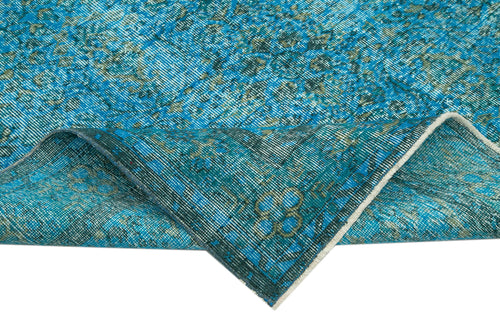 Overdyed Vintage Turkuaz Eskitme Pamuk Yün El Dokuma Halısı 158x261 Agacan