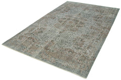 Overdyed Vintage Gri Eskitme Pamuk Yün El Dokuma Halısı 175x275 Agacan