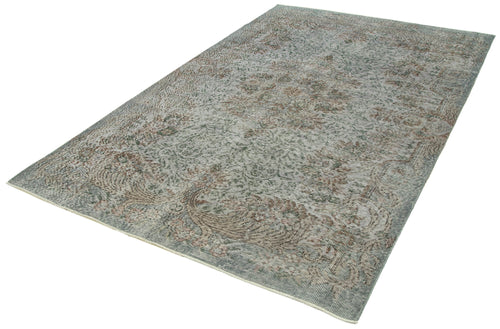 Overdyed Vintage Gri Eskitme Pamuk Yün El Dokuma Halısı 175x275 Agacan