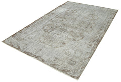 Overdyed Vintage Gri Eskitme Pamuk Yün El Dokuma Halısı 162x258 Agacan