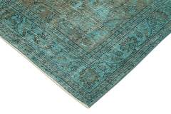 Overdyed Vintage Turkuaz Eskitme Pamuk Yün El Dokuma Halısı 144x250 Agacan