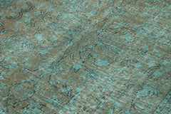 Overdyed Vintage Turkuaz Eskitme Pamuk Yün El Dokuma Halısı 144x250 Agacan