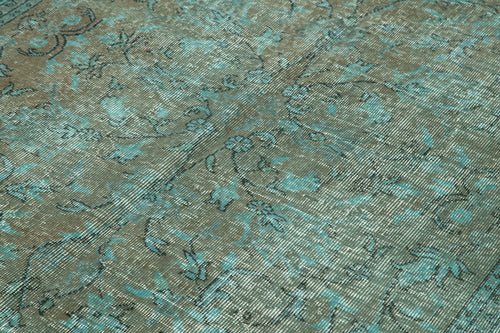 Overdyed Vintage Turkuaz Eskitme Pamuk Yün El Dokuma Halısı 144x250 Agacan