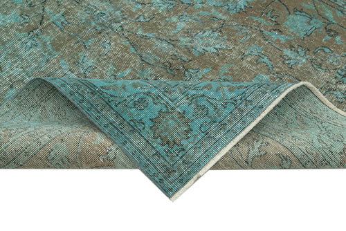Overdyed Vintage Turkuaz Eskitme Pamuk Yün El Dokuma Halısı 144x250 Agacan