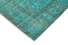 Overdyed Vintage Turkuaz Eskitme Pamuk Yün El Dokuma Halısı 172x276 Agacan