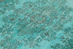 Overdyed Vintage Turkuaz Eskitme Pamuk Yün El Dokuma Halısı 172x276 Agacan