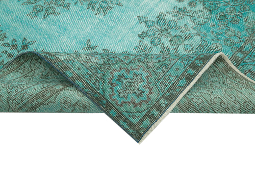 Overdyed Vintage Turkuaz Eskitme Pamuk Yün El Dokuma Halısı 172x276 Agacan