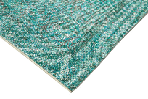 Overdyed Vintage Turkuaz Eskitme Pamuk Yün El Dokuma Halısı 163x295 Agacan