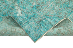 Overdyed Vintage Turkuaz Eskitme Pamuk Yün El Dokuma Halısı 163x295 Agacan