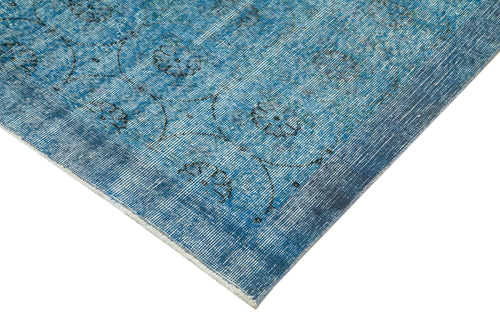 Overdyed Vintage Mavi Eskitme Pamuk Yün El Dokuma Halısı 185x287 Agacan