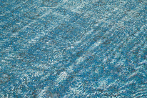 Overdyed Vintage Mavi Eskitme Pamuk Yün El Dokuma Halısı 185x287 Agacan