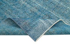 Overdyed Vintage Mavi Eskitme Pamuk Yün El Dokuma Halısı 185x287 Agacan