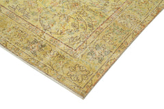 Overdyed Vintage Sarı Eskitme Pamuk Yün El Dokuma Halısı 134x252 Agacan