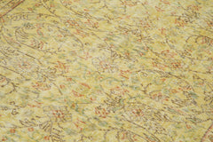 Overdyed Vintage Sarı Eskitme Pamuk Yün El Dokuma Halısı 134x252 Agacan