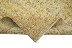 Overdyed Vintage Sarı Eskitme Pamuk Yün El Dokuma Halısı 134x252 Agacan
