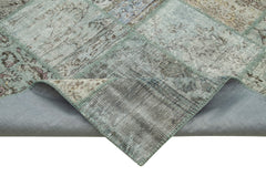 Kırk Yama Mavi Patchwork Pamuk Yün El Dokuma Halısı 250x350 Agacan