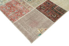 Kırk Yama Mavi Patchwork Pamuk Yün El Dokuma Halısı 249x351 Agacan