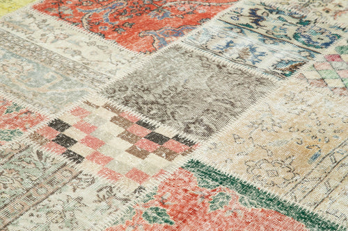 Kırk Yama Mavi Patchwork Pamuk Yün El Dokuma Halısı 249x351 Agacan