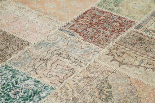 Kırk Yama Mavi Patchwork Pamuk Yün El Dokuma Halısı 250x350 Agacan