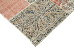 Kırk Yama Mavi Patchwork Pamuk Yün El Dokuma Halısı 249x350 Agacan