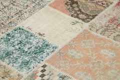Kırk Yama Mavi Patchwork Pamuk Yün El Dokuma Halısı 249x350 Agacan