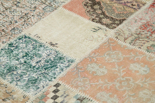 Kırk Yama Mavi Patchwork Pamuk Yün El Dokuma Halısı 249x350 Agacan
