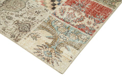 Kırk Yama Mavi Patchwork Pamuk Yün El Dokuma Halısı 246x350 Agacan